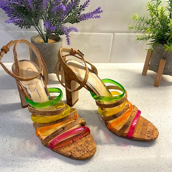 Jessica Simpson Shoes - Jessica Simpson Rainbow Shoes Strappy Heels Jelly 8.5